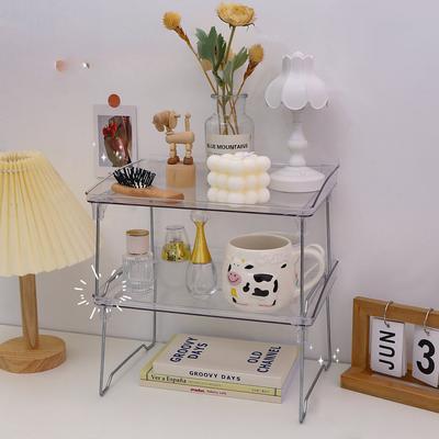 Acrylic Transparent Desktop Storage Box Simple Dormitory Office Storage Rack Storage Rack Household Foldable Height Rack