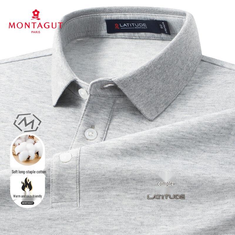 MONTAGUT Men's Casual Long-Sleeve Polo Shirt