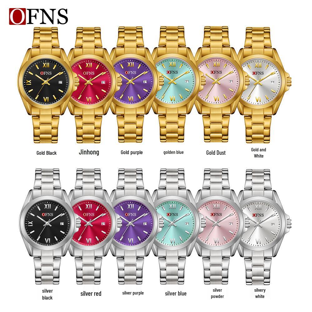European Empress Dowager Roman Quartz Ladies' Wristwatch - Waterproof, Steel Band, Elegant Sun Pattern Design