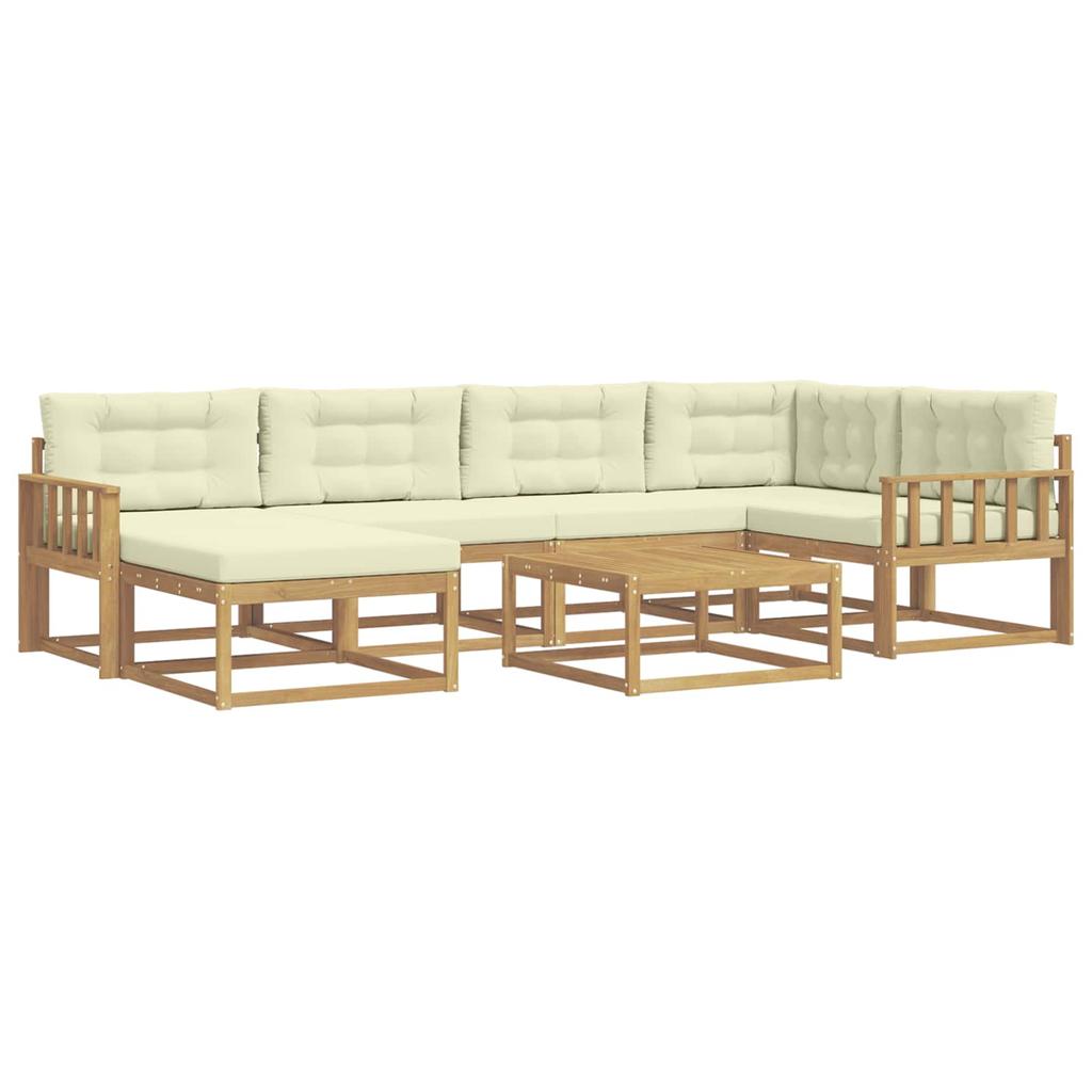 Outdoor Sofa Set 7 pcs White and Cream