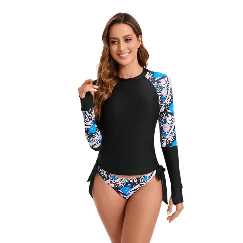 

Женский летний купальник с длинным рукавом, топ и плавки L