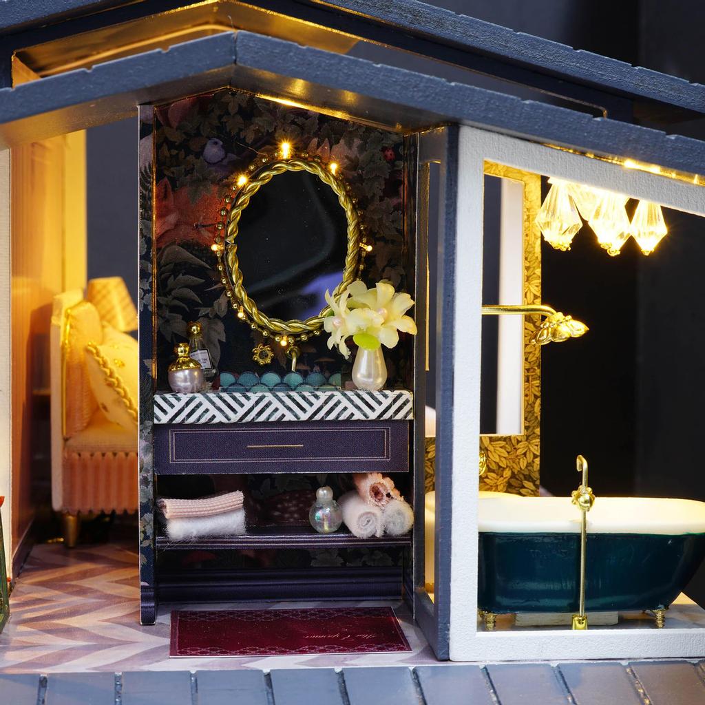 DIY Dollhouse Furniture Kits Wooden Modern Villa Lights Playset Creative Toy