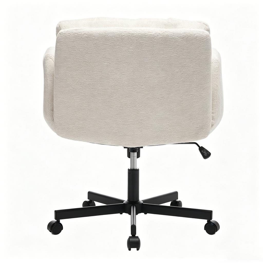 Moderner Chenille Drehstuhl für das Büro, Höhenverstellbare umwandelbare Armlehnen, Schreibtischstuhl für Zuhause, Arbeitszimmer, Schminktisch & Wohnzimmer, Creme / Beige, DE5028BG