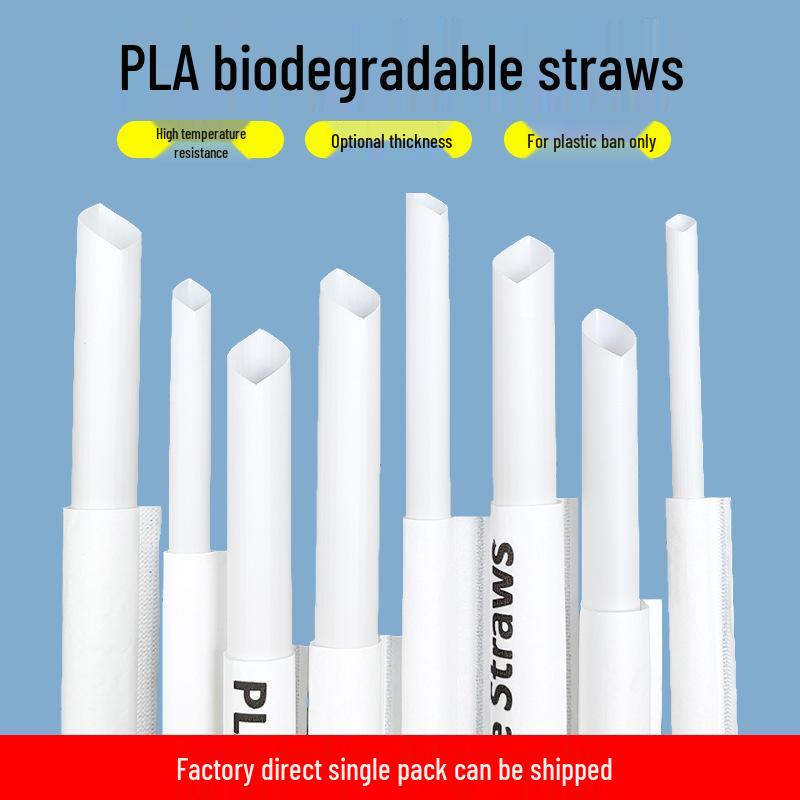 Eco-friendly PLA Biodegradable High-Temp Thick Straw for Milk Tea & Coffee - Single Pack