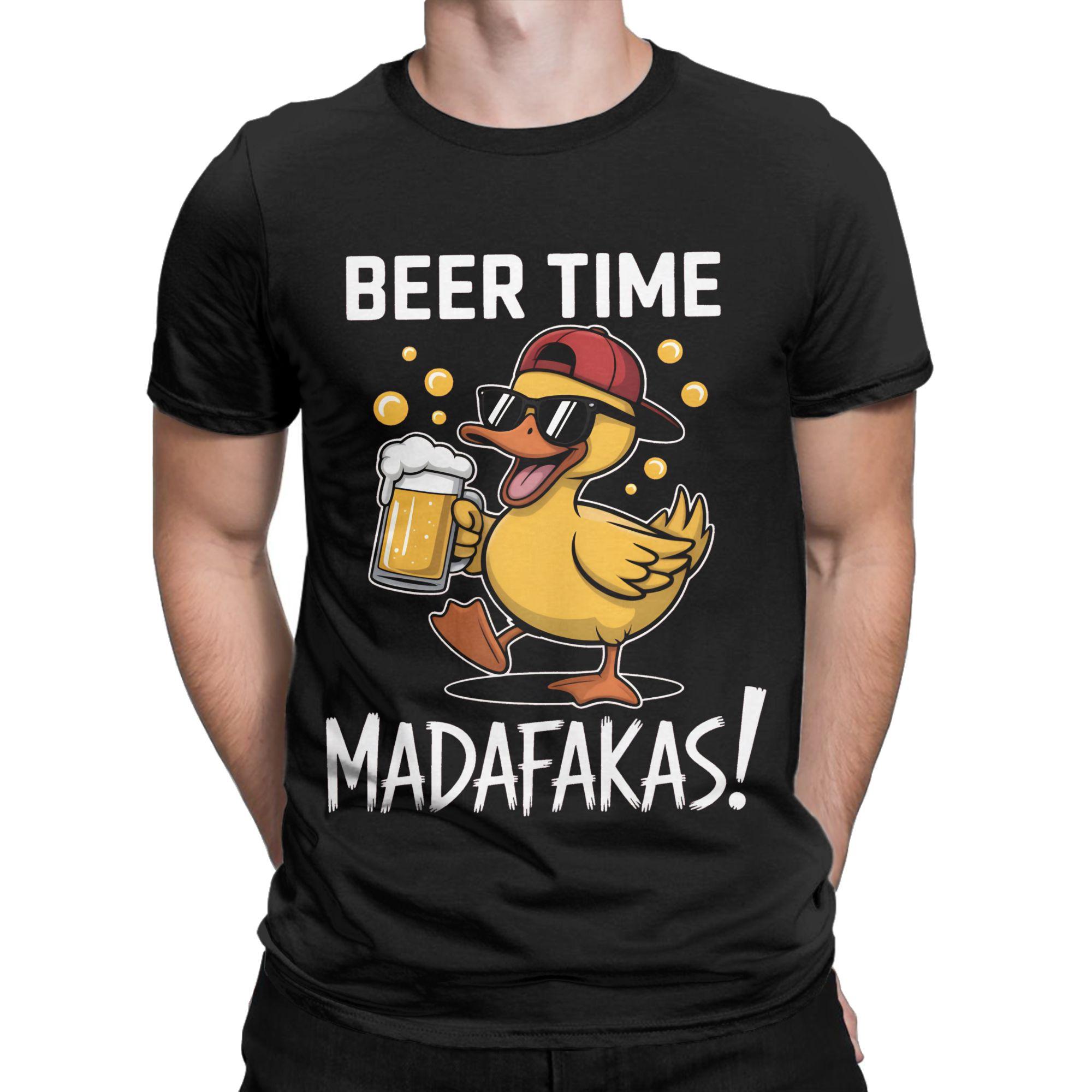 Summer Beer Time Madafakas Funny Glasses Chicken Hold Beer T Shirt For Unisex Cotton Tee Shirt Short Sleeve Tops M