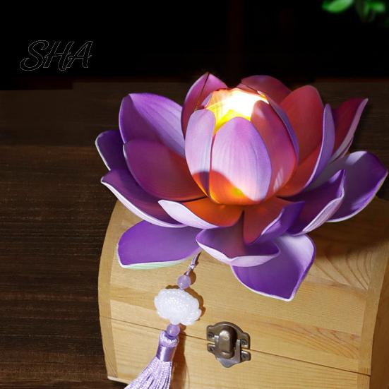 Outdoor Celebration Lighting DIY Lotus Lantern Craft Kit, Handmade Flower Paper with LED Creative Material Set Light, Vintage Decorative for