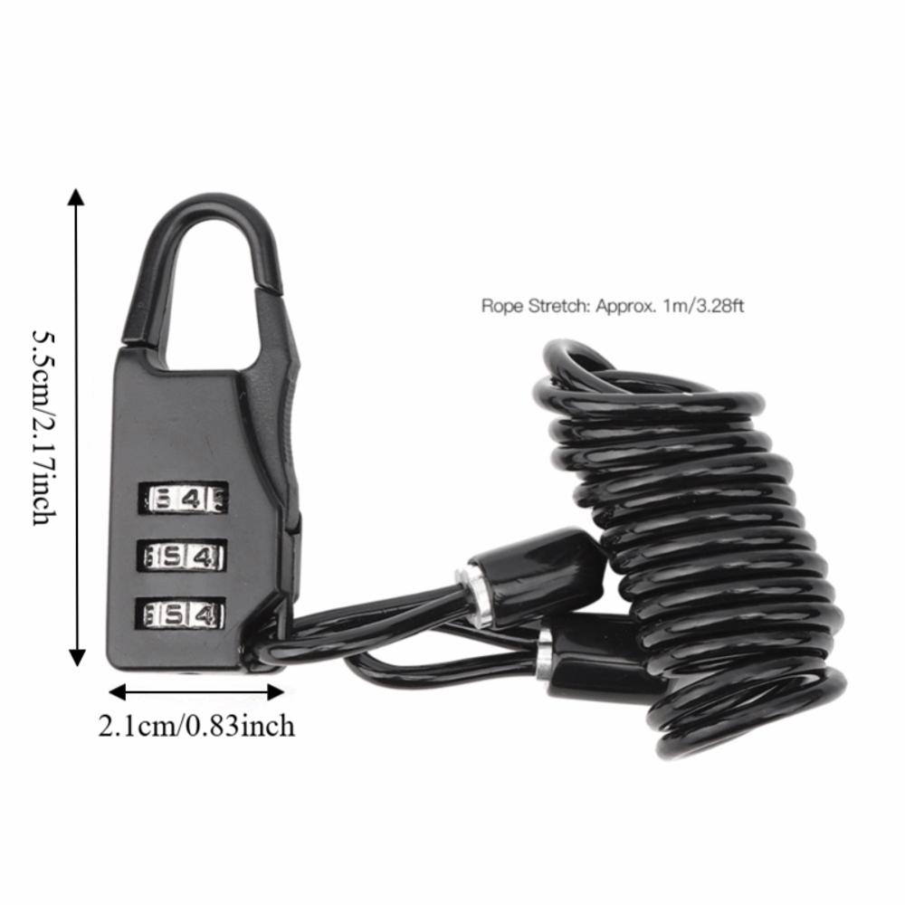 2PCS 3 Digit Bicycle Cable Lock Mini Motorcycle Helmet Lock Durable Bike Password Lock  Bicycles