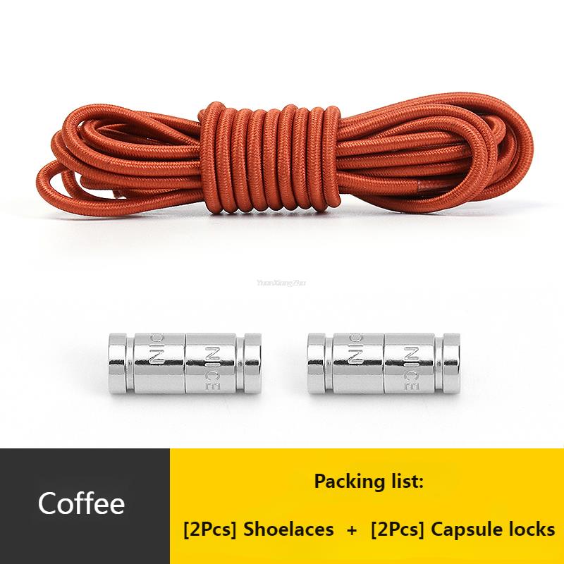 No Tie Shoe Laces Round Capsule Metal lock Elastic Shoelaces For Sneakers easy installation Lazy Shoes Lace Accessories