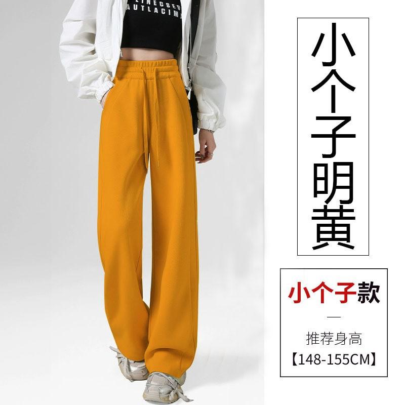 Autumn and winter narrow banana pants women's fleece sweatpants high waist drawstring thin straight wide-leg pants