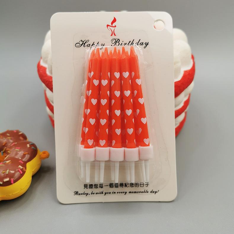 Children's Creative Colorful Cake Decoration Candles Baking Materials Printing Love Shape Pattern Confession Birthday Candles