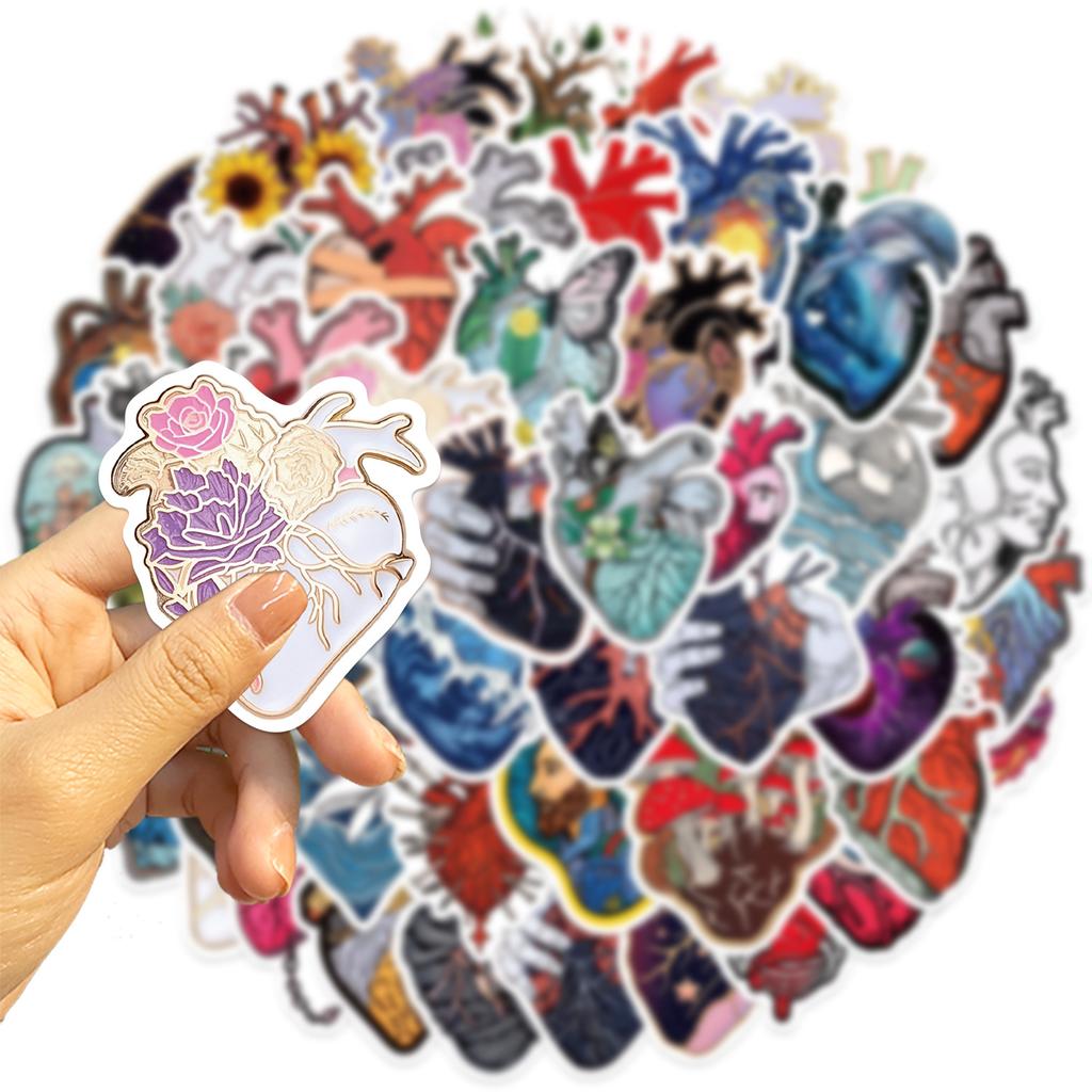 52 Cartoon Art Heart Doodle Stickers Guitar Notebook Suitcase DIY Waterproof Stickers