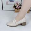 Single Shoes Spring New Small Leather Shoes British Style Medium Heel Soft Sole Soft Leather High Heel