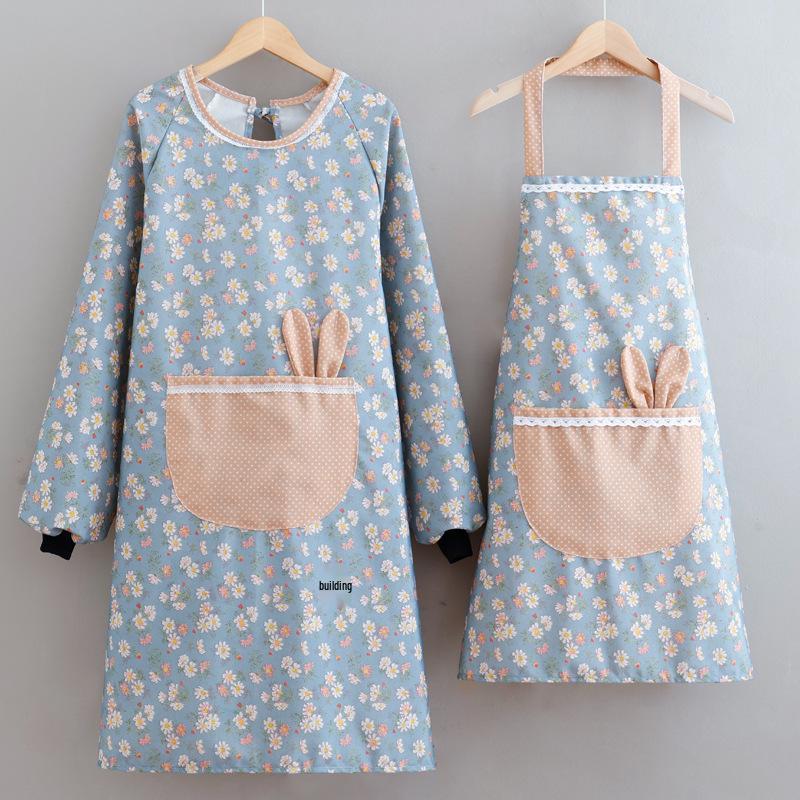 2024 Women's Long Sleeve Waterproof Kitchen Apron - Oil-Proof Coveralls for Home Use