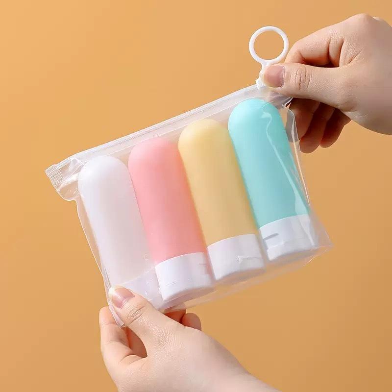 4pcs Travel Separate Bottle Candy Color Hose Squeeze Shampoo Shower Gel Portable Empty Bottle Cosmetics Lotion Storage Bottle