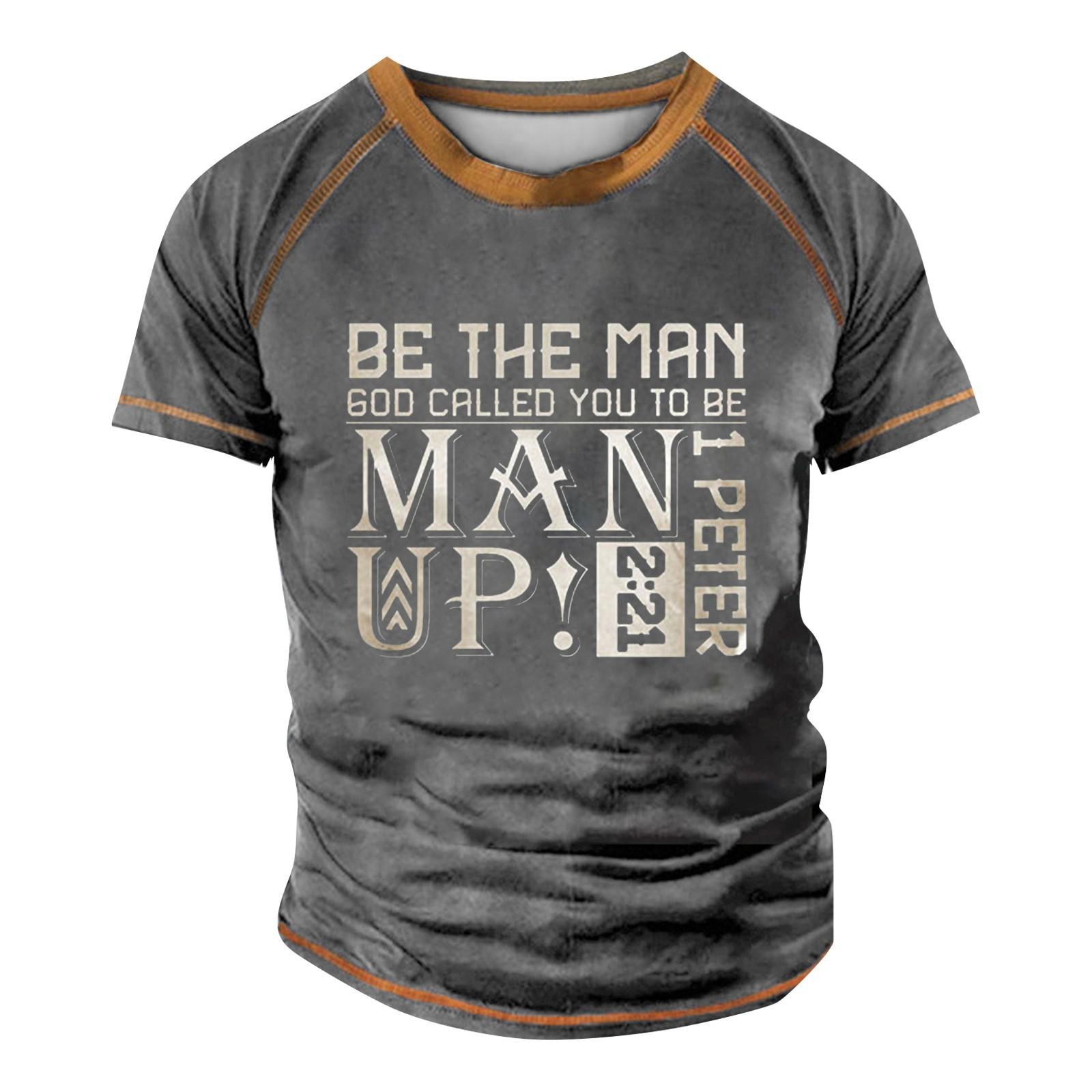 

Мужская футболка реглан в стиле ретро с коротким рукавом и круглым вырезом с буквенным принтом, топы L