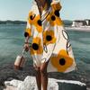 Summer New Casual Printed Dresses Women Loose Waist Long Sleeve Shirt Dresses