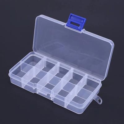 Square Transparent Plastic Detachable Storage Box 10 Compartments Fishing Box Fishing Tackle Box