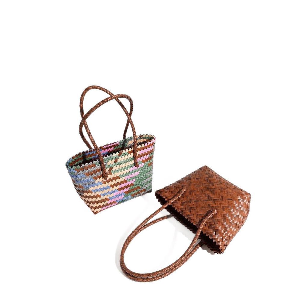 Handmade Rattan Woven Handbag: Retro Bamboo Straw Beach Basket