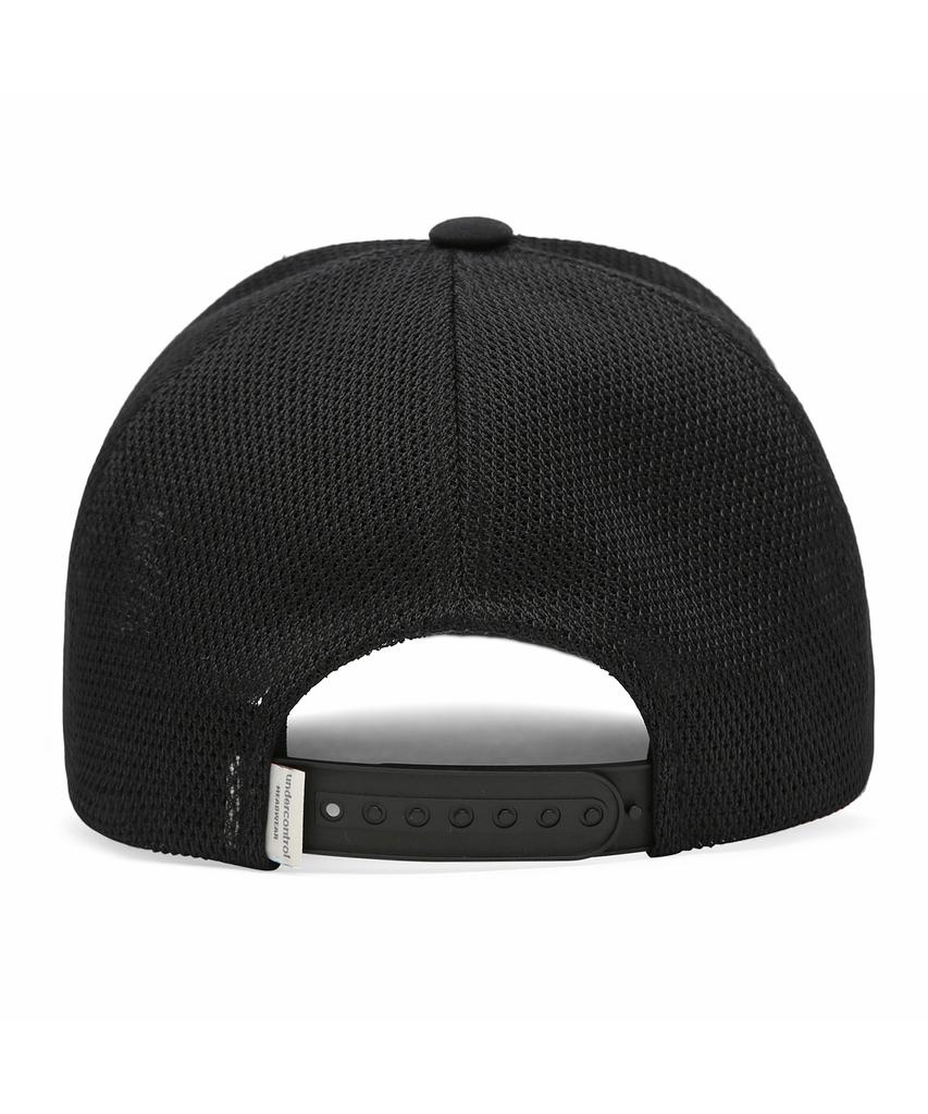 Eondeokeonteulol Summer Mesh Sunblock Logo Color Block Ball Cap Unisex Baseball Cap Signature / Mesh Trucker Black