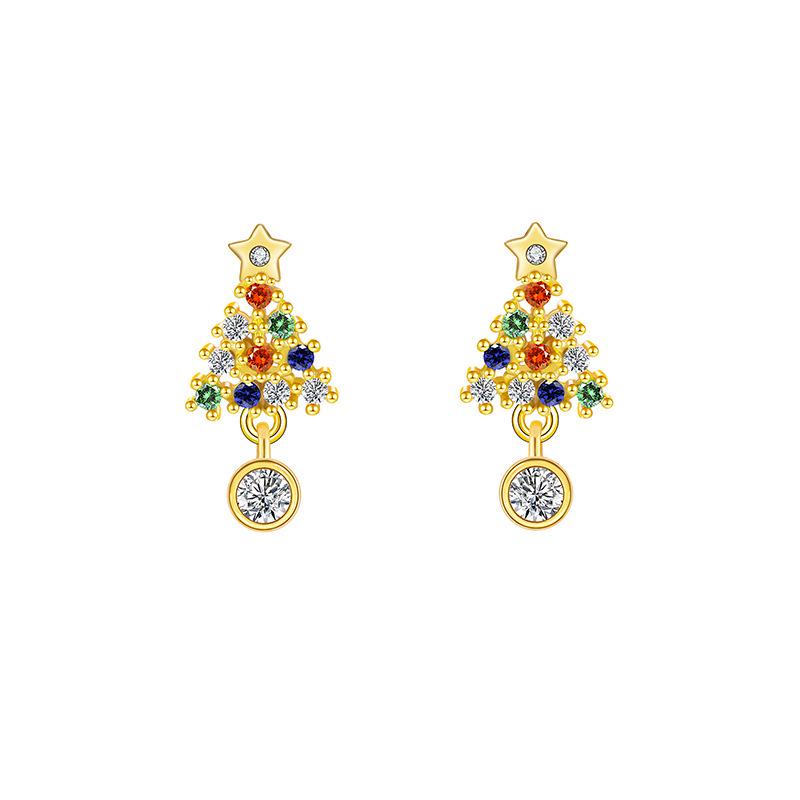 Colorful Christmas Tree Earrings for Women - Forest Style High-End Design, Ideal Gift for Friends or Couples, Elegant and Delicate