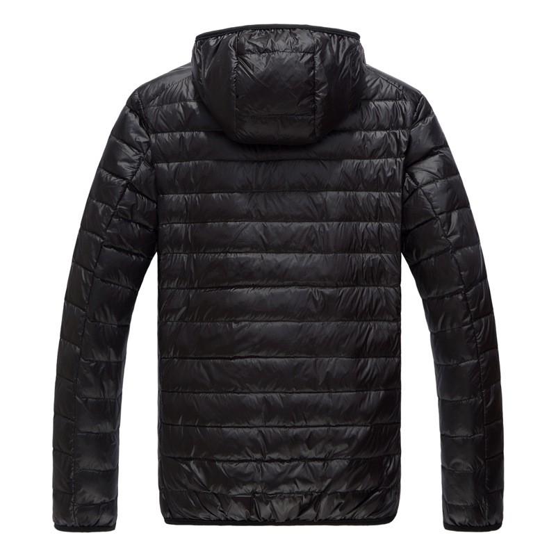 Mens Lightweight Hooded Down Jacket Winter Casual Outerwear Slim Fit 75% White Duck