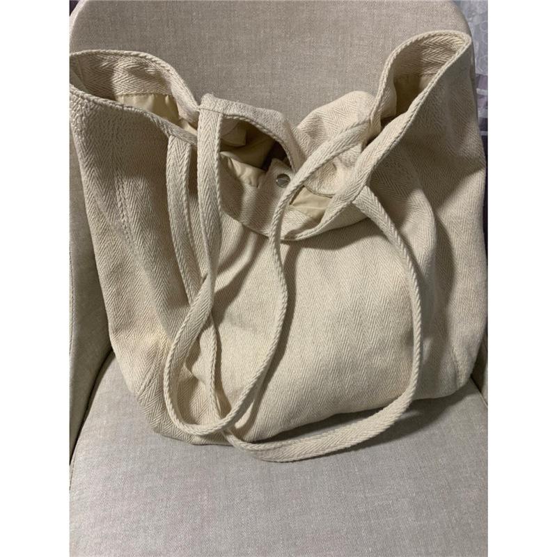 Large Capacity, Korean Version Bag, Women's, Twill Canvas, Commuting Shoulder Bag, Hand-held Casual Women's Bag, Simple, Lazy, Shopping Bag