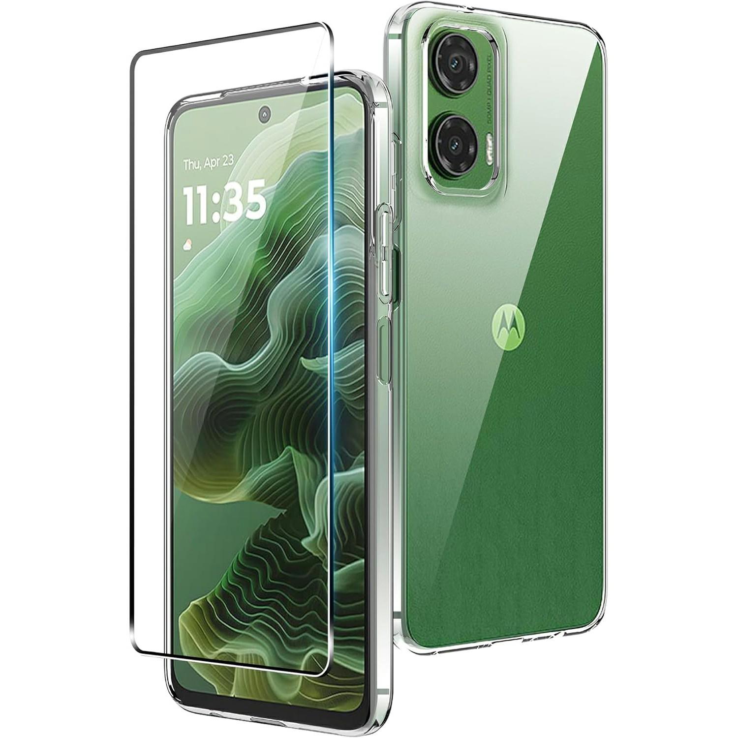

For Motorola Moto G35 5G Clear TPU Anti-Scratch Phone Case+2.5D Arc Edge Screen Protector Style A