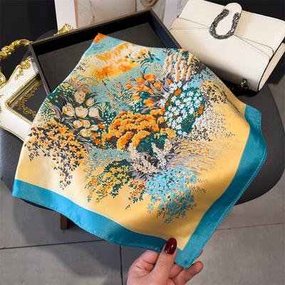 Sciarpa quadrata di lusso in seta da donna, stampata, in raso, per capelli primaverili, foulard, bandana, sciarpa, cravatta, scialle