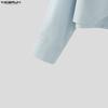 INCERUN Oversized Men Lapel Neck Long Sleeve Casual Loose Cropped Shirts