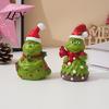 Holiday Gift for Friends Christmas Green Monsters Ornament with Santa Hat And Scarf, Resin Frog Small Sculptures Figurine Home Decoration, Outdoor