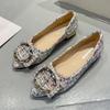2024 New Spring and Summer Pointed Toe Comfortable Casual Flat Shoes Metal Decoration Shallow Mouth Breathable Women's Shoes