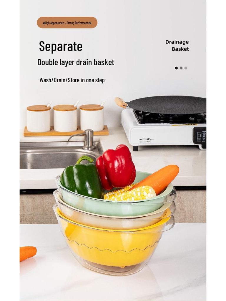 Multifunctional Transparent Drain Basket: Versatile Veggie & Rice Washing Basin with Sieve