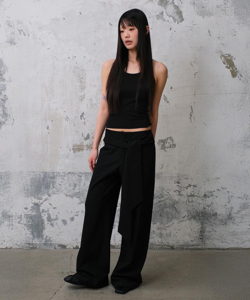 Daibeuinumeon Wrap Wide Tie Pants (Black)