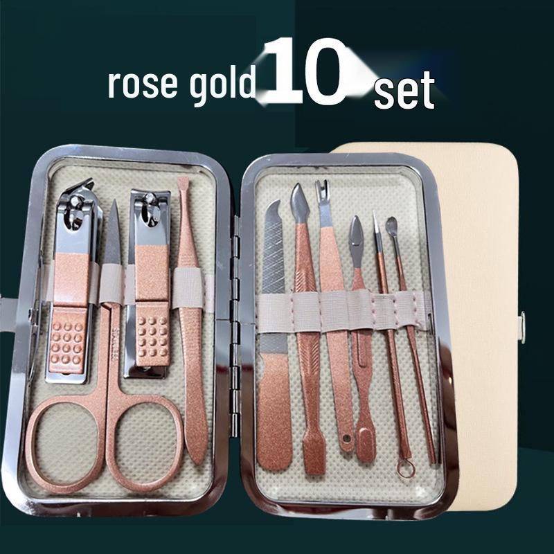 Rose Gold 18-Piece Stainless Steel Manicure Set - Nail Clippers & Art Tools