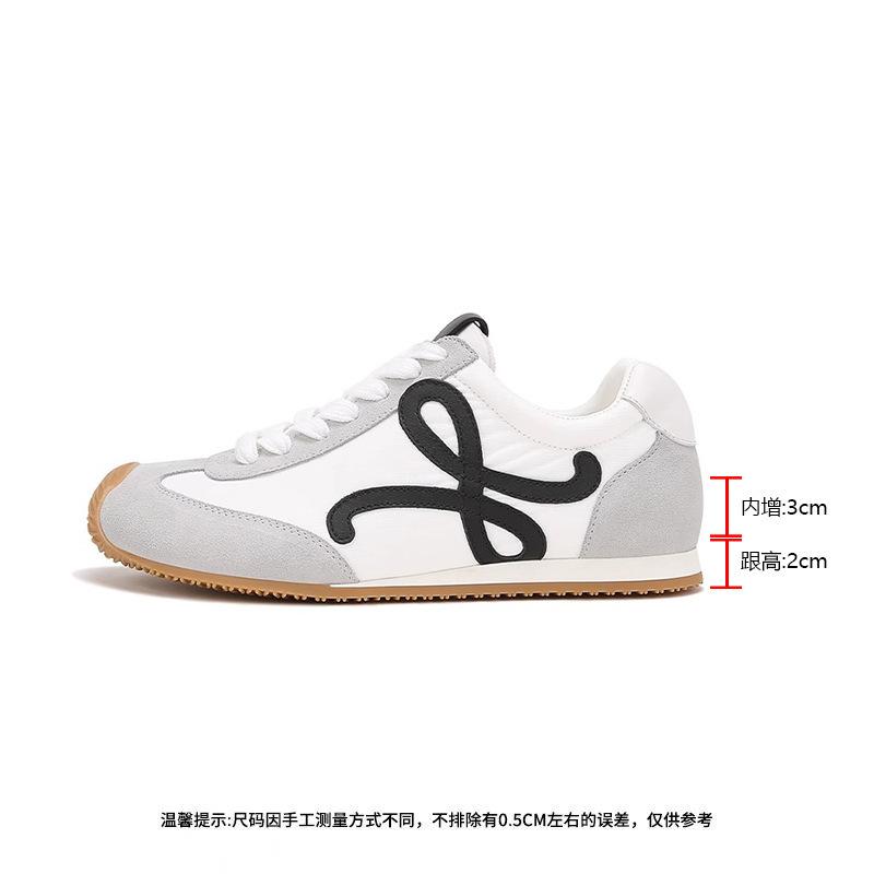 Cowhide Version~ Wang Yibo Has the Same Style of German Training Shoes, Women's Inner Height-increasing Shoes, Thick-soled Crooked Mouth Casual Spo