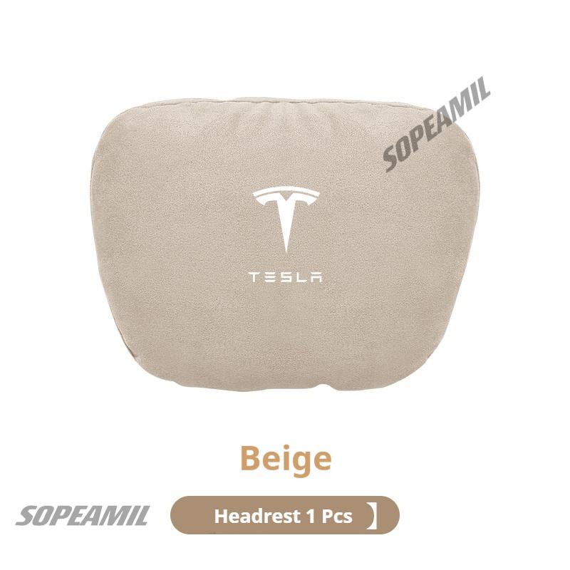 Oreiller de soutien cervical pour appui-tête en daim pour voiture, coussin de siège lombaire pour Tesla Model 3 Model Y Model S Model X Roadsrer Cybertruck