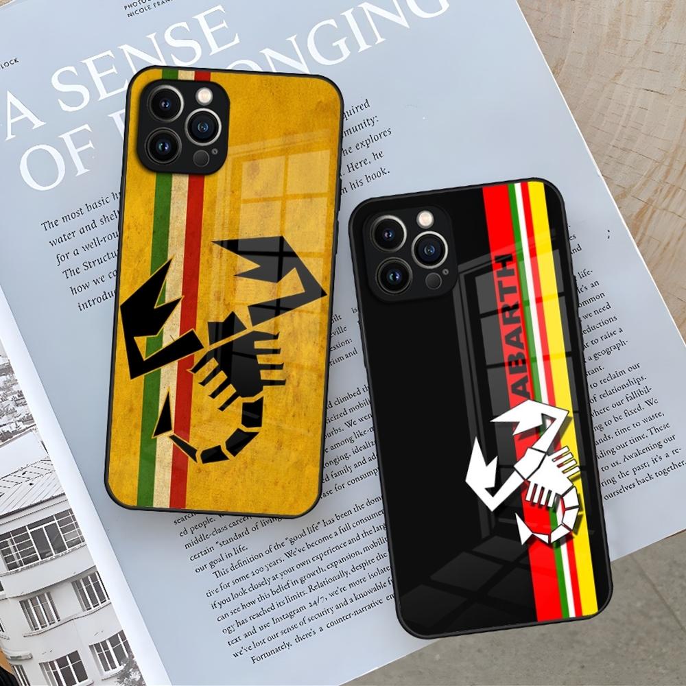 ABARTH Italy Car Phone Case for Iphone 16 15 14 12 11 13 Pro Max Mini X Xr Xs Se 8 Puls glass Cover