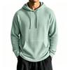 Herren Waffelstrick Pullover Hoodie Einfarbige Kapuzenpullover mit Kordelzug Lockere Freizeit Langarm Taschen Oberteile Frühling Herbst Basic Hoodies