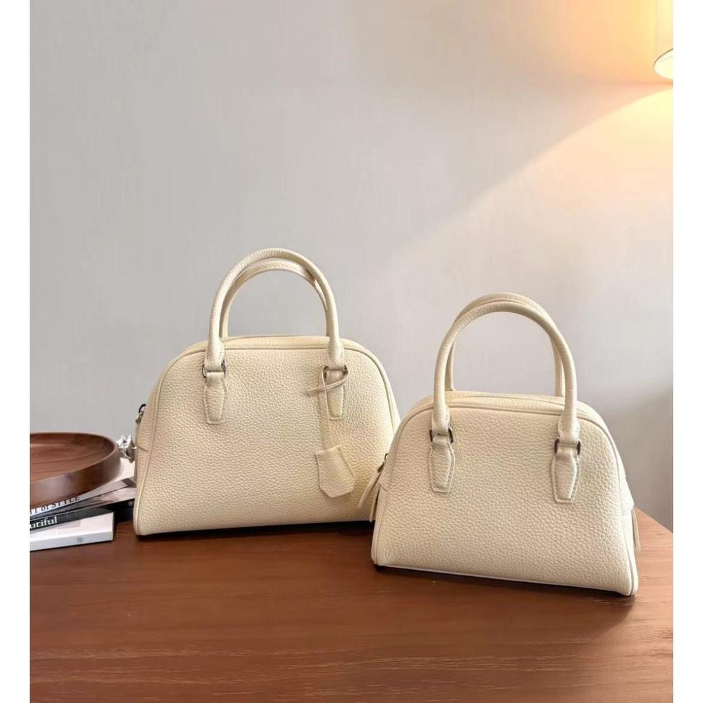2025 New First-layer Cowhide Bowling High-quality Handbag Retro Boston Crossbody Shoulder Bag Women's Wholesale