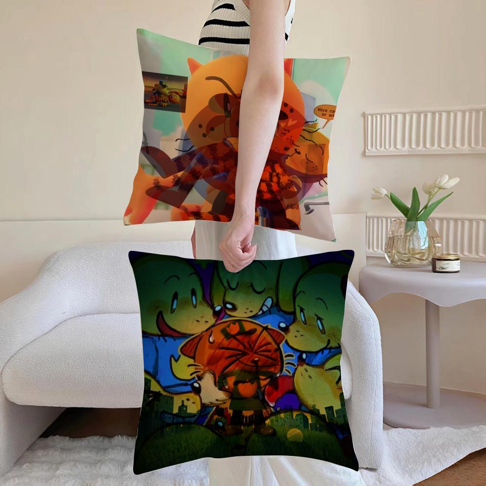 DOG MAN Anime Cushion Cover Anti-dustmite Pillowcase Invisible Zipper Silky Short Plush Sofa Cushion Cover