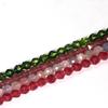 Natural Green Olive & Red Vein Morganite Strawberry Quartz Faceted Round Loose Beads