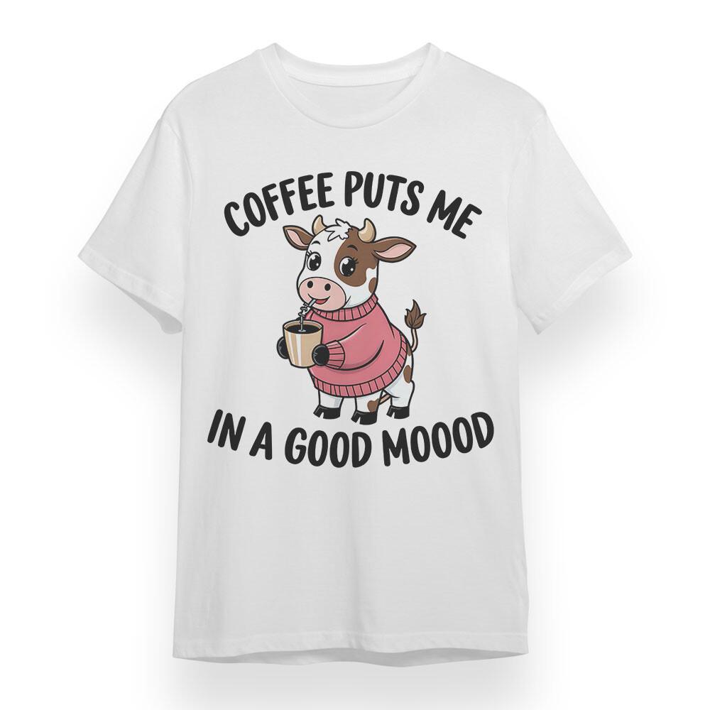 

Women s Oversized T-shirt With Cute Coffee Cow Graphic White 100% Cotton Tops 4XL