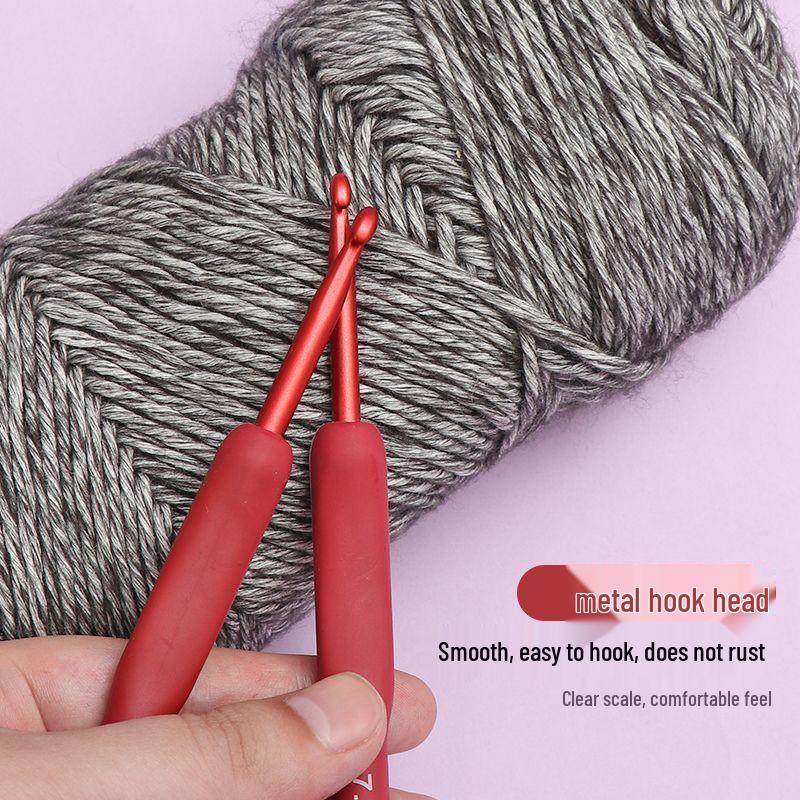 

Красный набор крючков для вязания с мягкой ручкой и силиконовой рукояткой - Нескользящий набор для ручного вязания свитеров