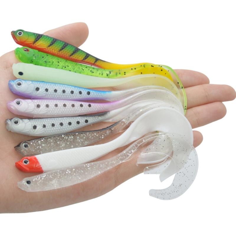 4PCS Flexible PVC Artificial Baits Long Curly Design Fish Attraction for Lake River Fishing Enthusiasts
