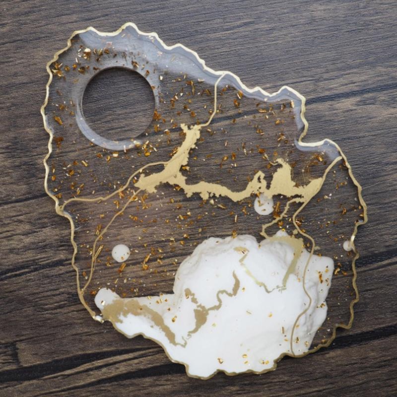 Cosmetic Makeup Palette Spatula Tool Resin Casting Mold Eye Shadow Makeup Irregular Round Palette Panel Mould Craft Tool