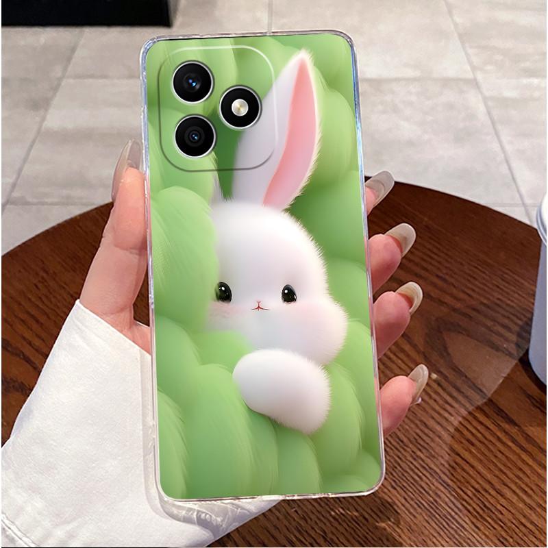 For Honor X8d Case Clear Luxury Cute Love Heart Rabbit Funny TPU Soft Silicone Phone Case For Honor X8d X 8d 4G Back Cover Funda