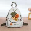 National Style Canvas Women Backpack With Hand Stitching, Literary Fresh Mini Chest Bag, Portable Small Rucksack For Travel Outdoor Daily Casual Use