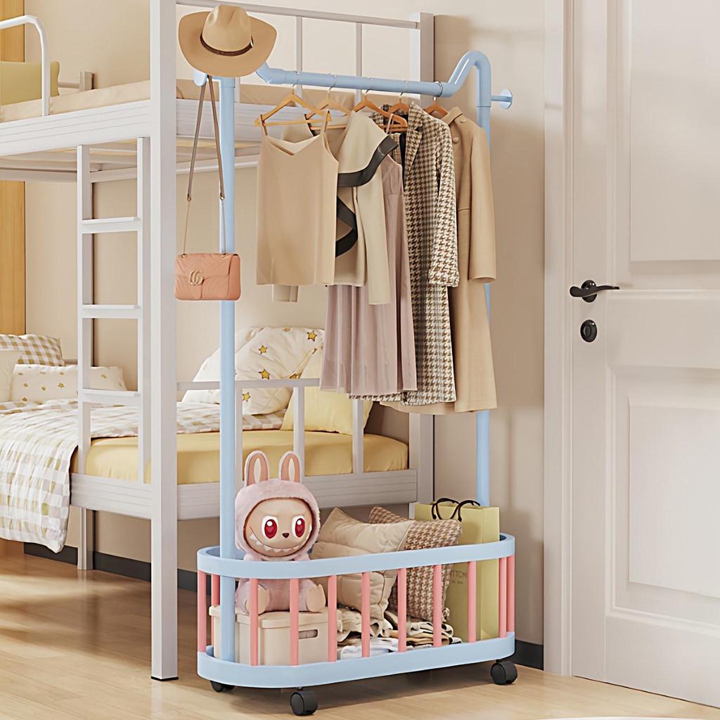 Mobile Clothes & Hat Rack, Dormitory & Bedroom Floor Stand, Small Hanging Rack with Bag Hook - 2026 New Style.
