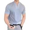 2023 Men's Summer Muscle Fit Elastic Cotton V-Neck T-Shirt - European Size