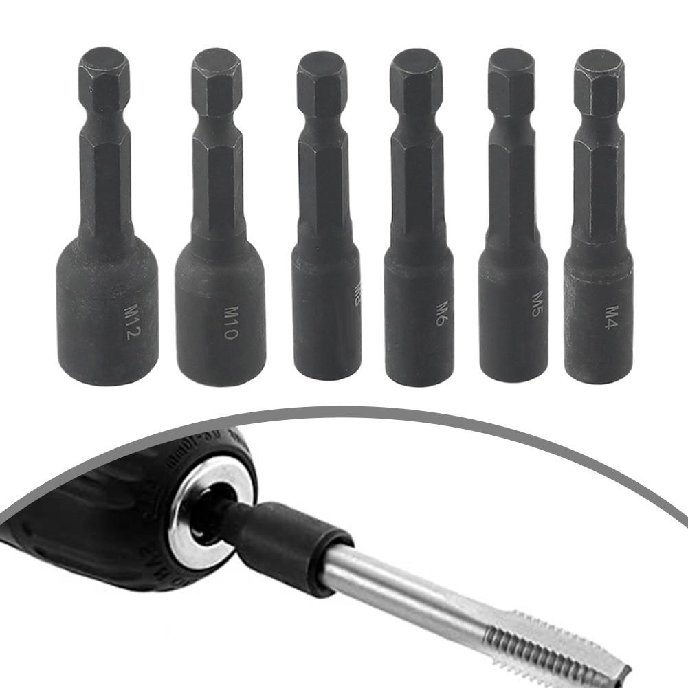 6pcs Screw Tap Socket Adapter Set 412mm Extension Bar for Electric Drills